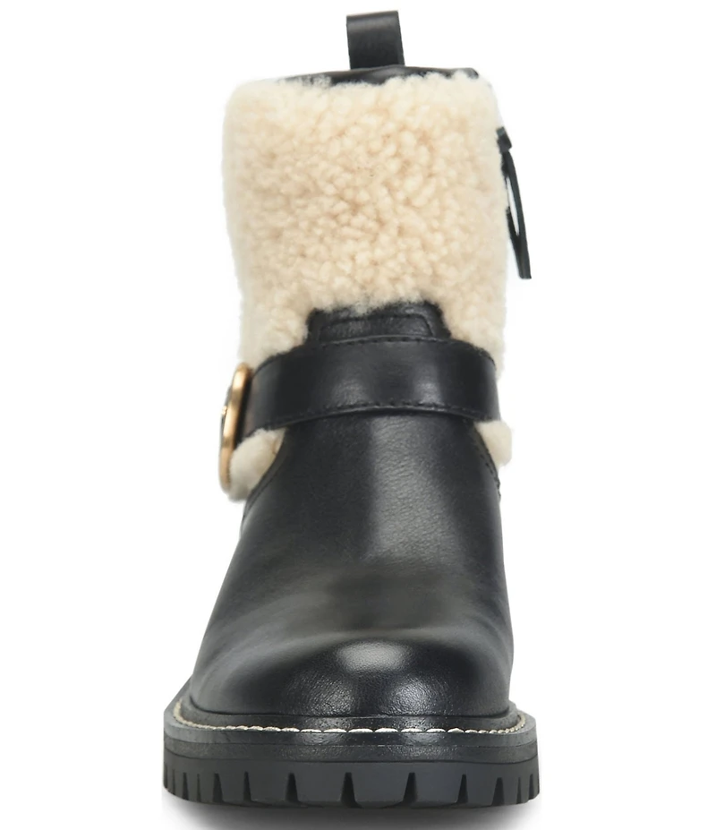 Sofft Adelle Aqua Sofft Collection Waterproof Leather Shearling Moto Buckle Boots