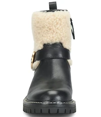 Sofft Adelle Aqua Sofft Collection Waterproof Leather Shearling Moto Buckle Boots