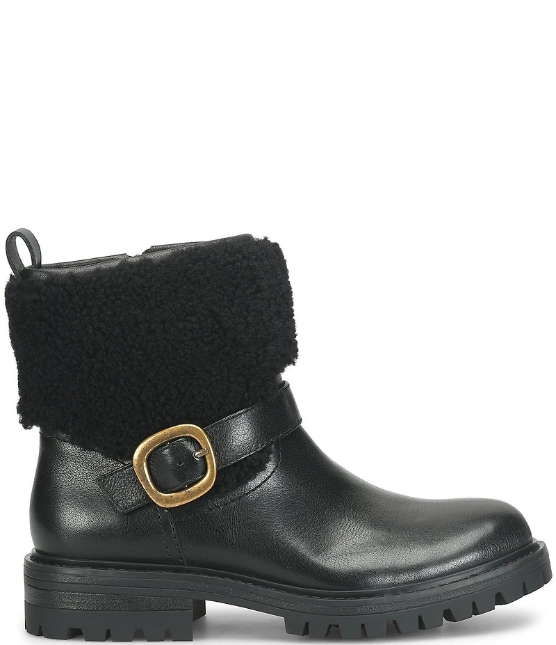 Sofft Adelle Aqua Sofft Collection Waterproof Leather Shearling Moto Buckle Boots