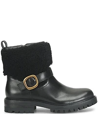 Sofft Adelle Aqua Sofft Collection Waterproof Leather Shearling Moto Buckle Boots