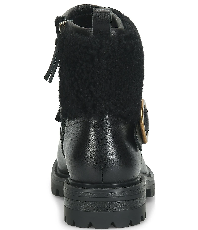 Sofft Adelle Aqua Sofft Collection Waterproof Leather Shearling Moto Buckle Boots