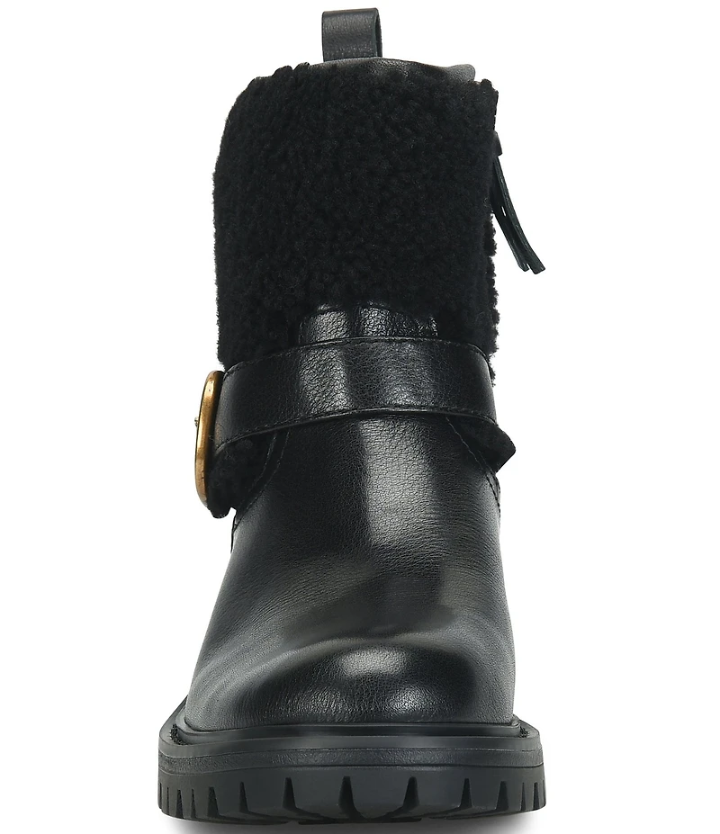 Sofft Adelle Aqua Sofft Collection Waterproof Leather Shearling Moto Buckle Boots