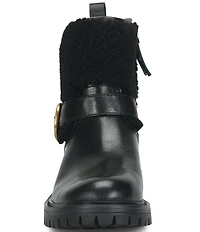 Sofft Adelle Aqua Sofft Collection Waterproof Leather Shearling Moto Buckle Boots