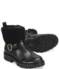 Sofft Adelle Aqua Sofft Collection Waterproof Leather Shearling Moto Buckle Boots