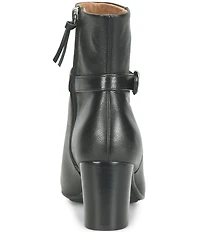 Sofft Albany Waterproof Leather Buckle Strap Hardware Block Heel Booties