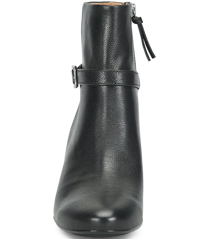 Sofft Albany Waterproof Leather Buckle Strap Hardware Block Heel Booties