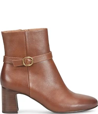 Sofft Albany Waterproof Leather Buckle Strap Hardware Block Heel Booties