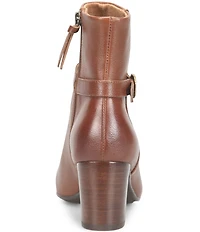 Sofft Albany Waterproof Leather Buckle Strap Hardware Block Heel Booties