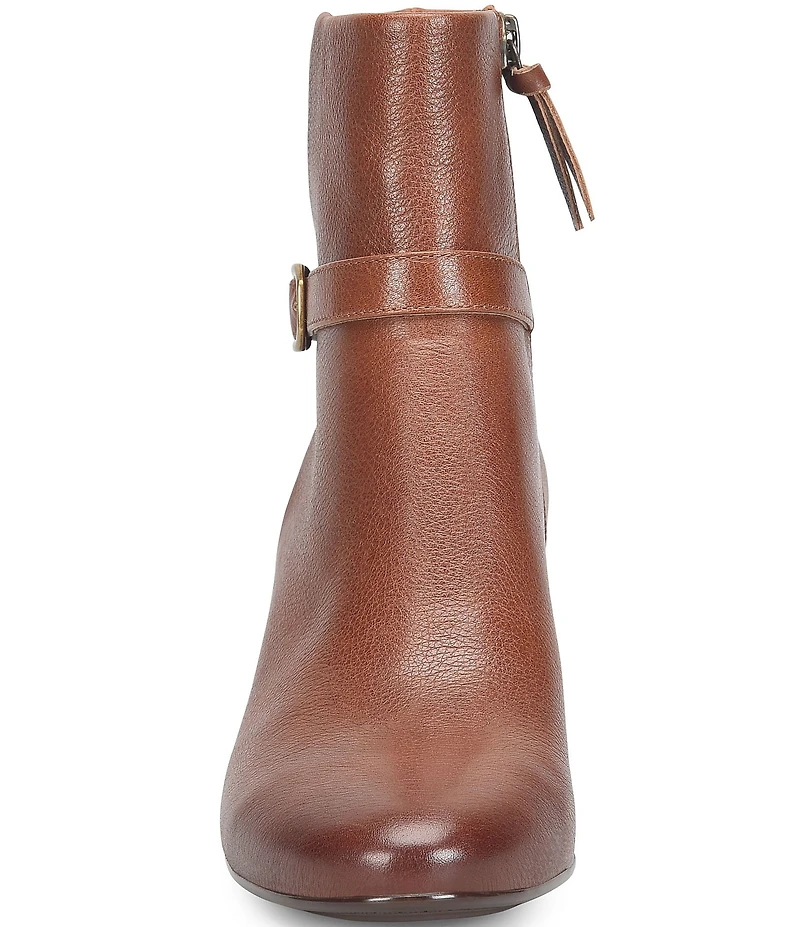 Sofft Albany Waterproof Leather Buckle Strap Hardware Block Heel Booties