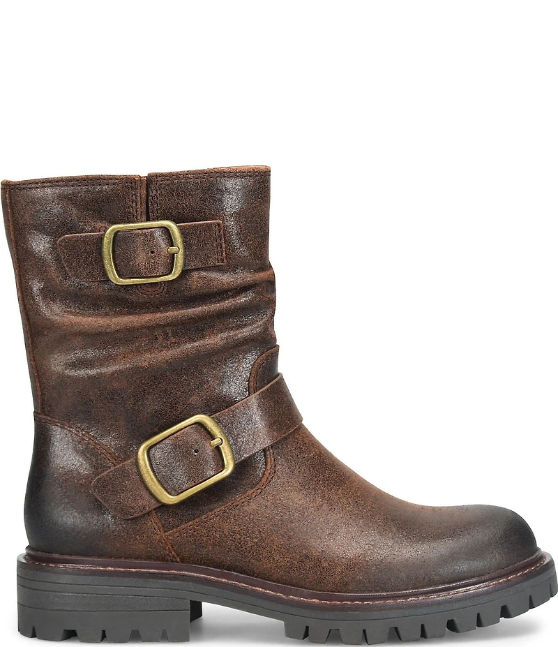 Sofft Alyssa Waterproof Leather Buckle Hardware Moto Boots