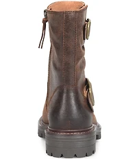 Sofft Alyssa Waterproof Leather Buckle Hardware Moto Boots