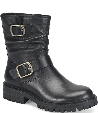 Sofft Alyssa Waterproof Leather Buckle Hardware Moto Boots