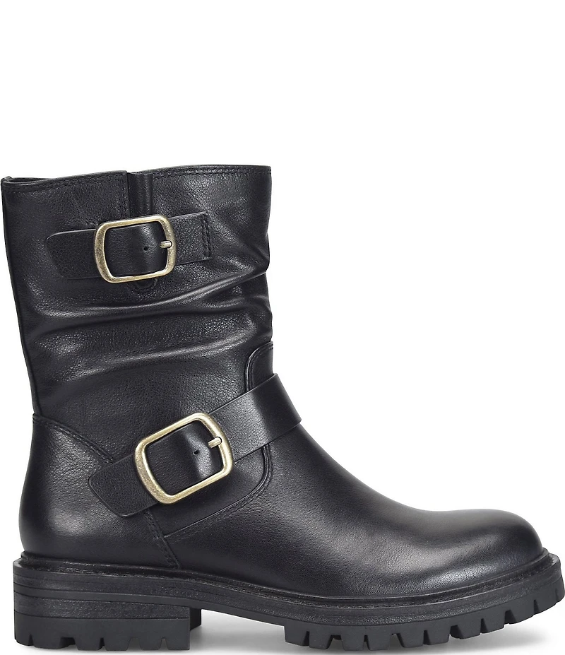 Sofft Alyssa Waterproof Leather Buckle Hardware Moto Boots