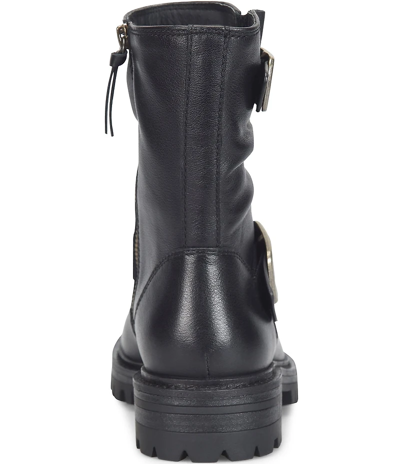 Sofft Alyssa Waterproof Leather Buckle Hardware Moto Boots