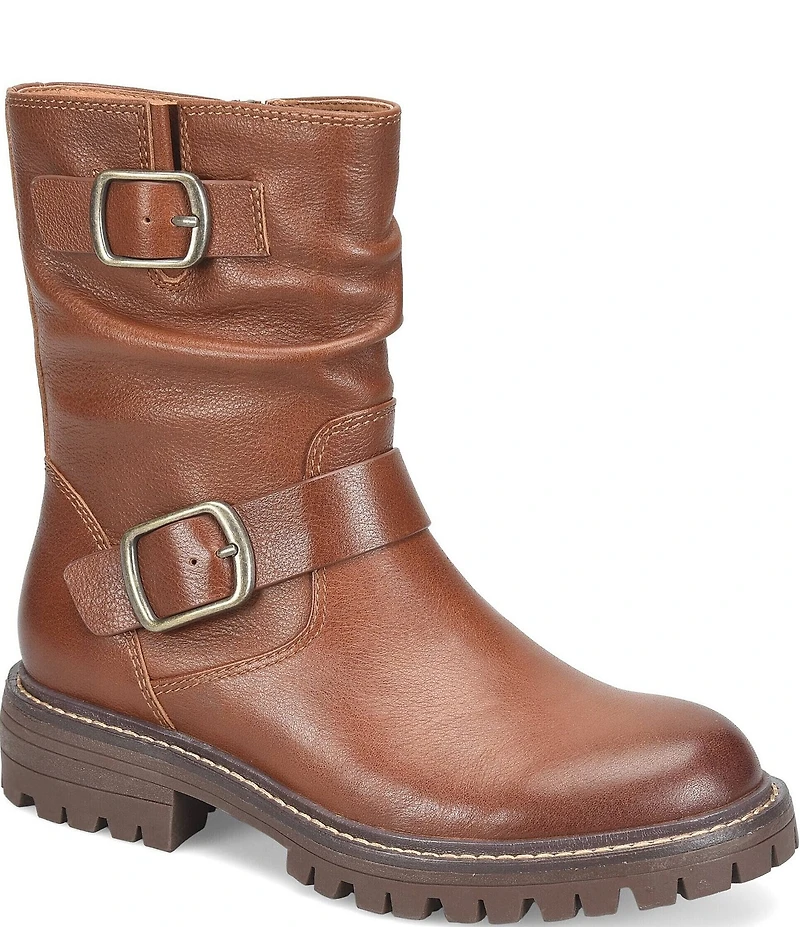 Sofft Alyssa Waterproof Leather Buckle Hardware Moto Boots