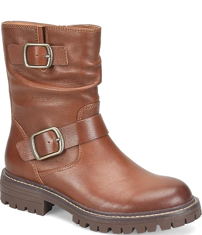 Sofft Alyssa Waterproof Leather Buckle Hardware Moto Boots