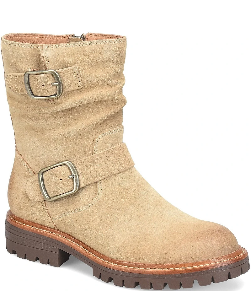 Sofft Alyssa Waterproof Suede Buckle Hardware Moto Boots