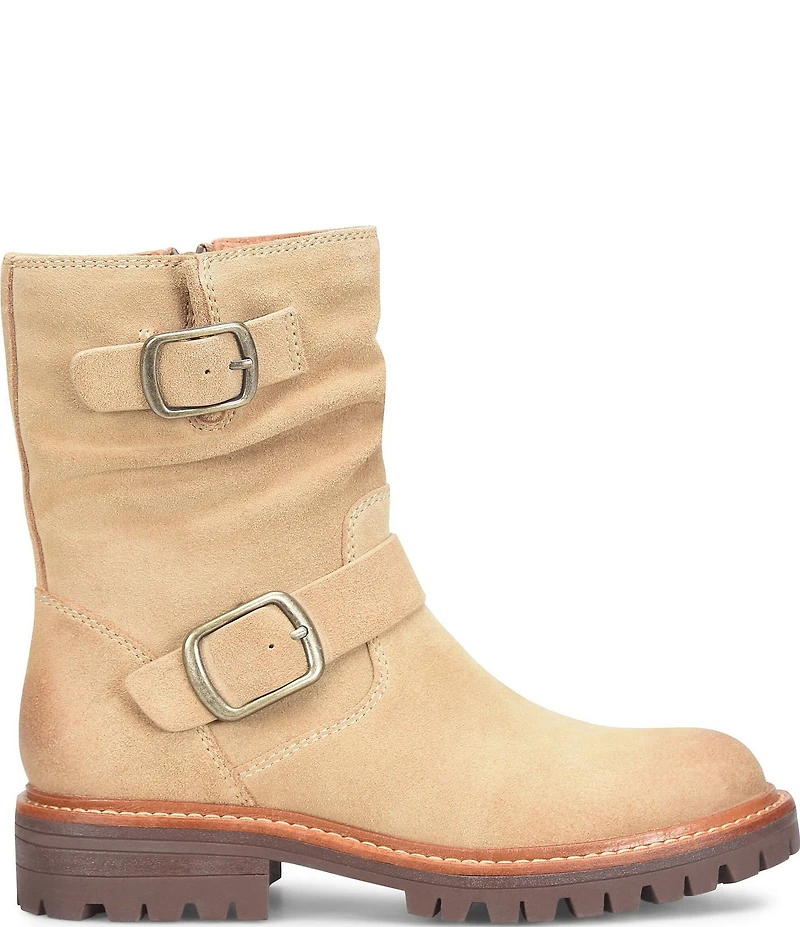 Sofft Alyssa Waterproof Suede Buckle Hardware Moto Boots