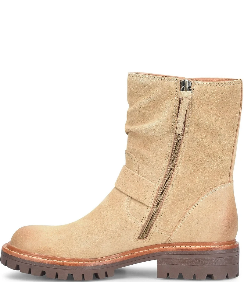 Sofft Alyssa Waterproof Suede Buckle Hardware Moto Boots