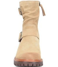 Sofft Alyssa Waterproof Suede Buckle Hardware Moto Boots