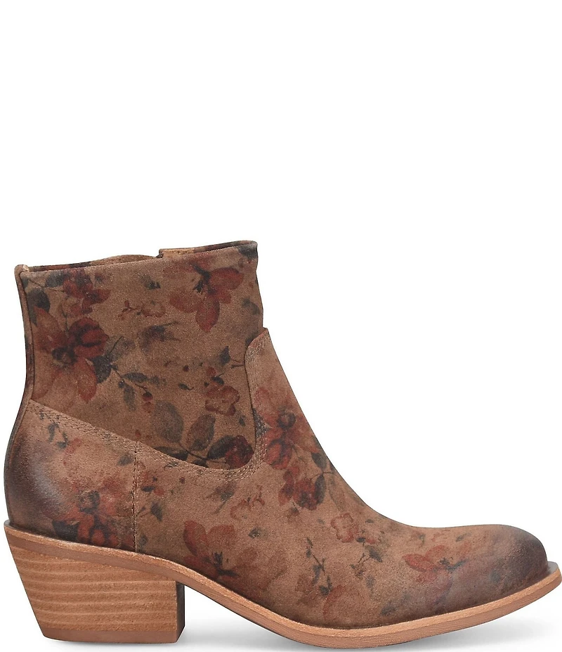 Sofft April Waterproof Floral Print Nubuck Suede Western Booties