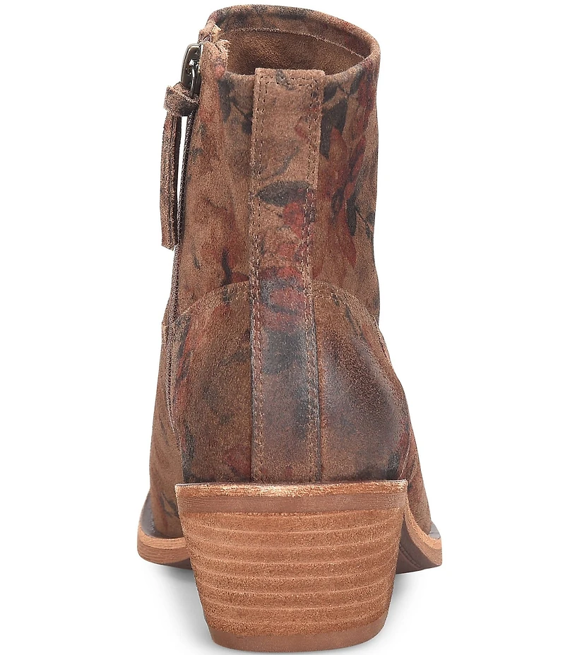 Sofft April Waterproof Floral Print Nubuck Suede Western Booties
