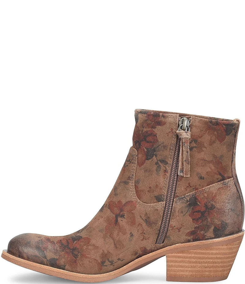 Sofft April Waterproof Floral Print Nubuck Suede Western Booties