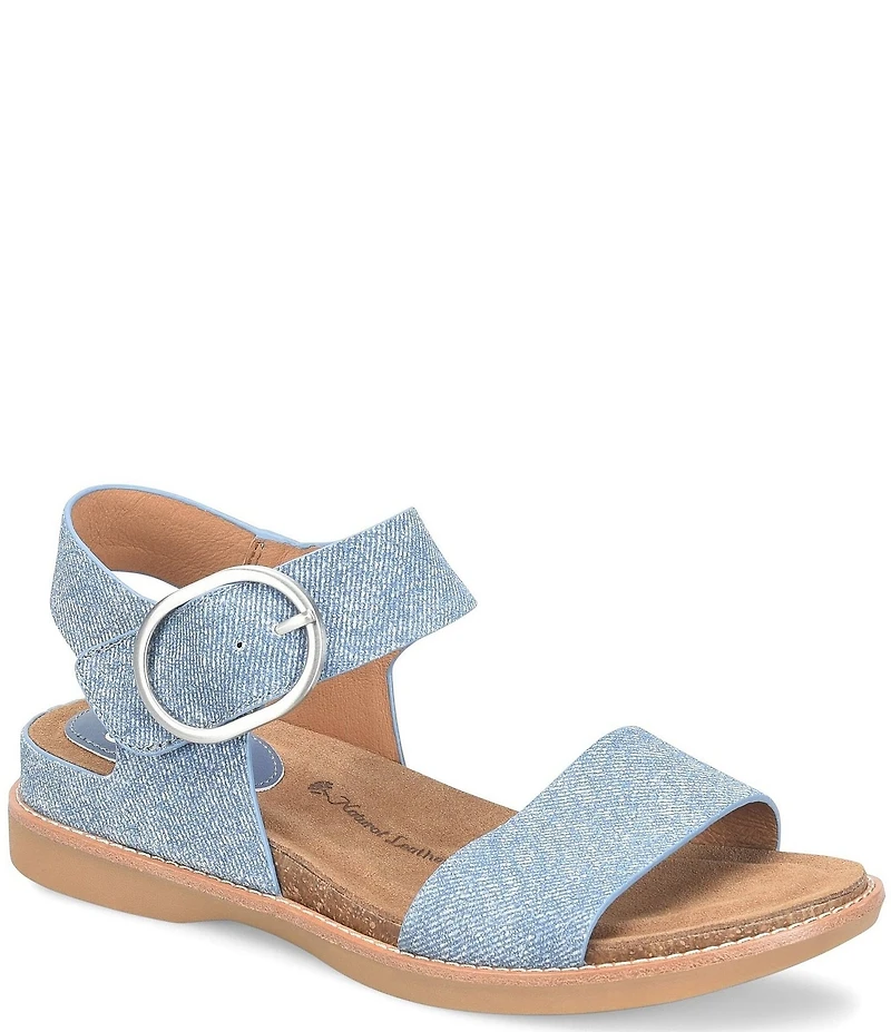Sofft Bali Denim Buckled Ankle Wrap Sandals