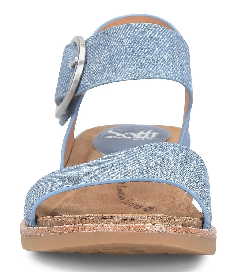 Sofft Bali Denim Buckled Ankle Wrap Sandals
