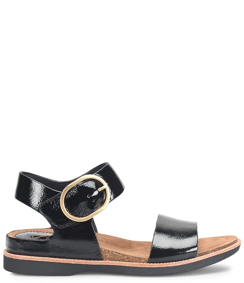 Sofft Bali Patent Leather Buckle Detail Sandals