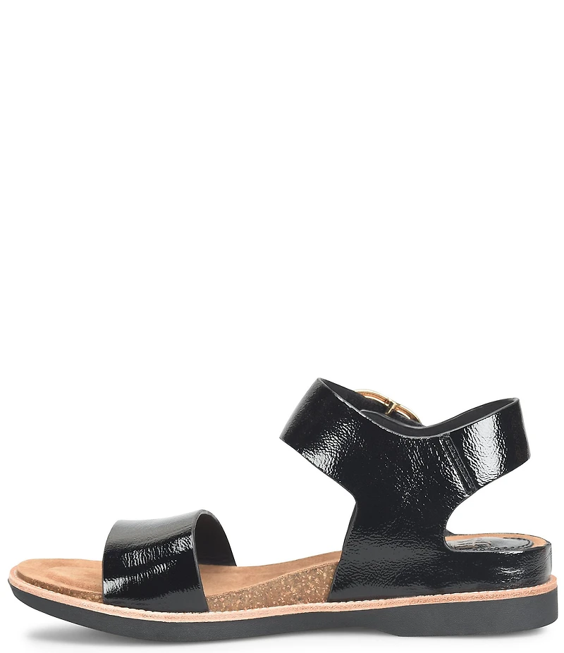 Sofft Bali Patent Leather Buckle Detail Sandals