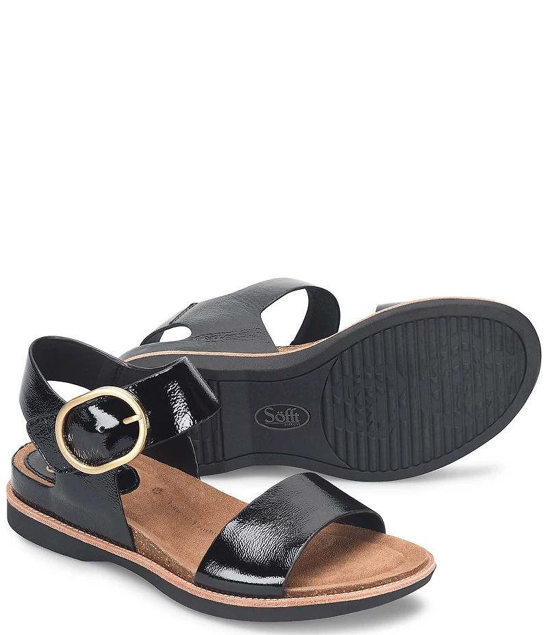 Sofft Bali Patent Leather Buckle Detail Sandals
