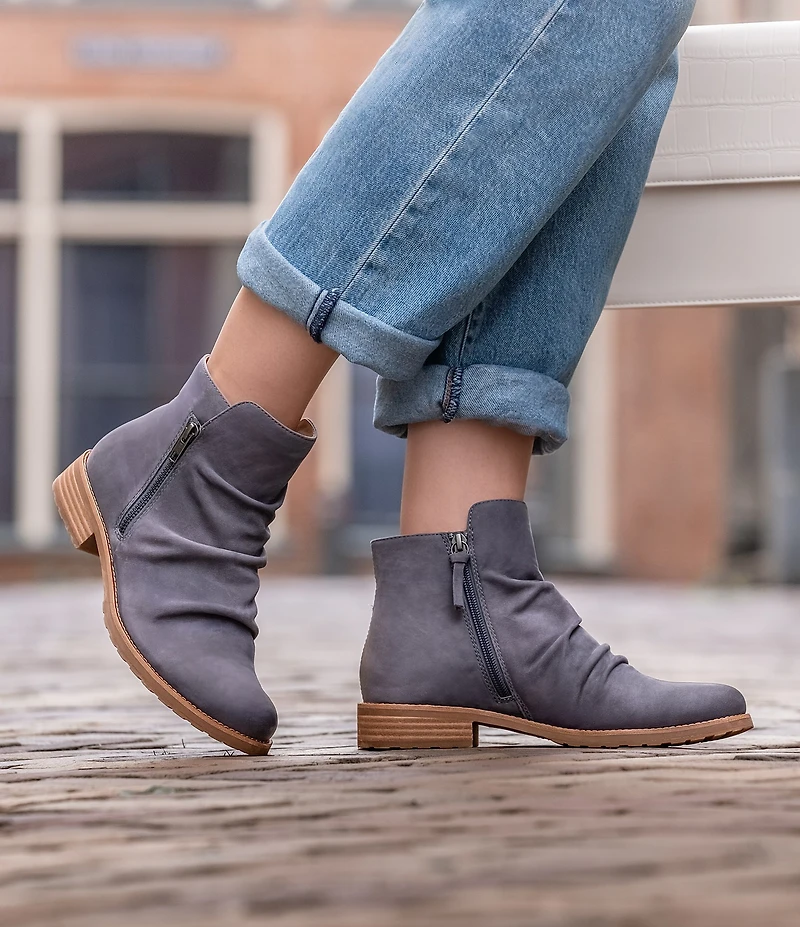 Sofft Beckie II Ruched Leather Zip Booties