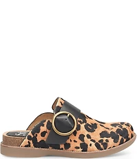 Sofft Billie Cheetah Print Calf Hair Buckle Hardware Clogs
