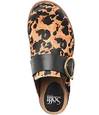 Sofft Billie Cheetah Print Calf Hair Buckle Hardware Clogs