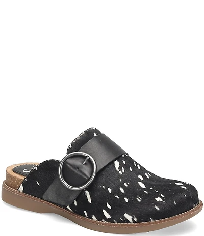 Sofft Billie Spotted Calf Hair Buckle Hardware Clogs