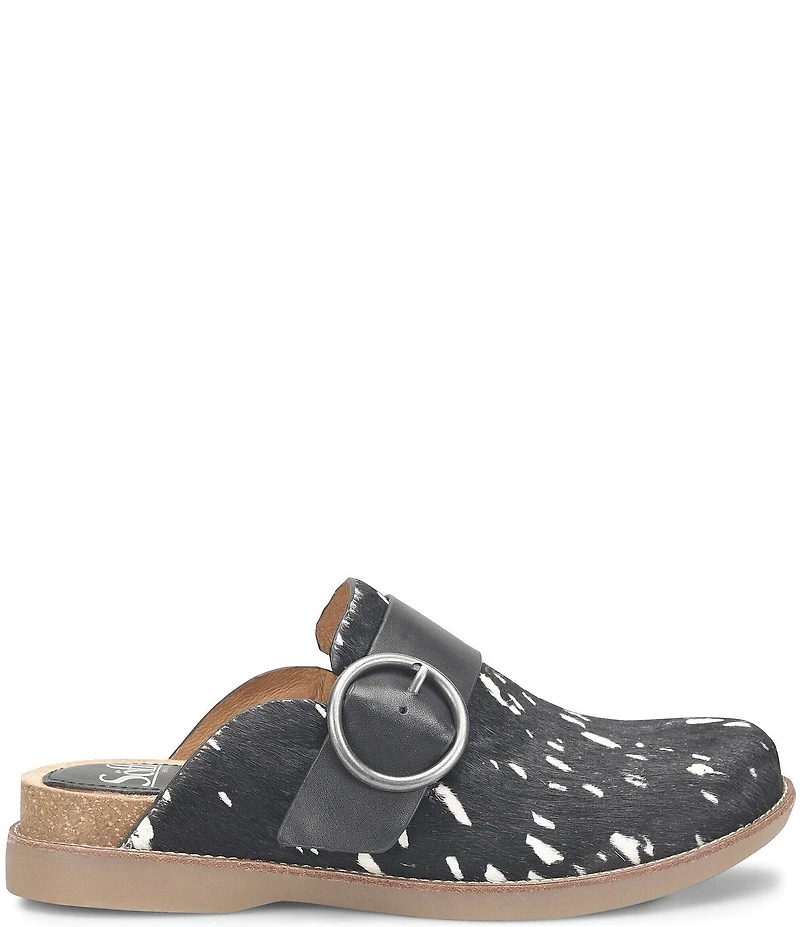 Sofft Billie Spotted Calf Hair Buckle Hardware Clogs