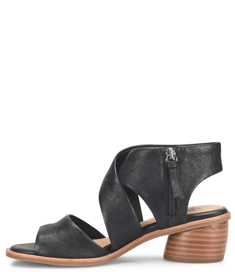 Sofft Camille Leather Zip Architectural Heel Sandals