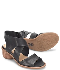 Sofft Camille Leather Zip Architectural Heel Sandals