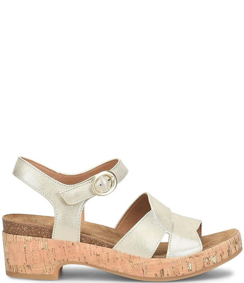 Sofft Capri Leather Cork Wedge Sandals