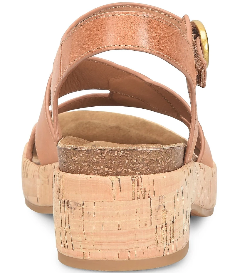 Sofft Capri Leather Cork Wedge Sandals
