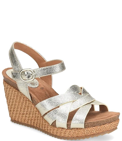 Sofft Carlana Woven Leather Wedge Sandals
