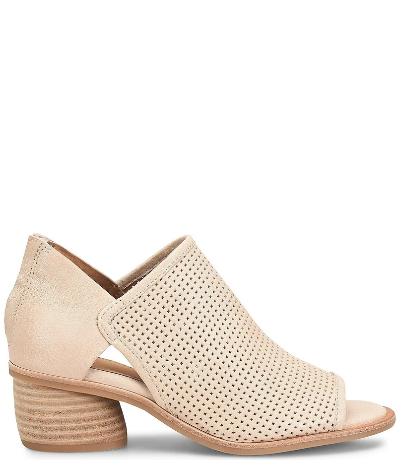 Sofft Carleigh Perforated Leather Stack Heel Peep Toe Shooties