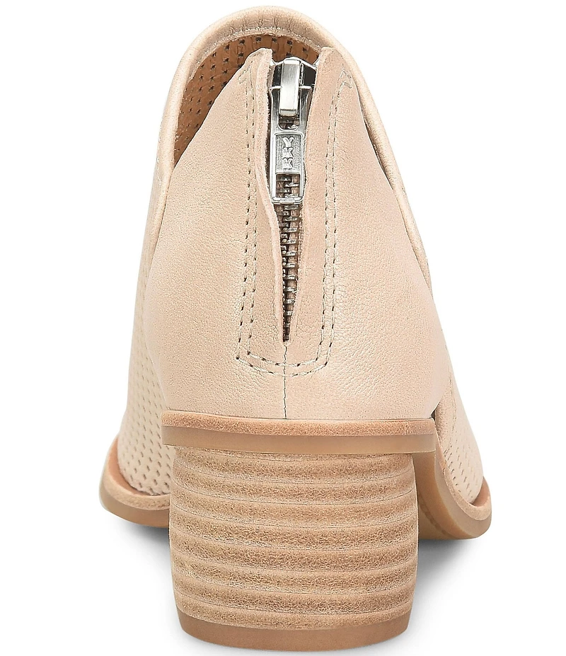 Sofft Carleigh Perforated Leather Stack Heel Peep Toe Shooties