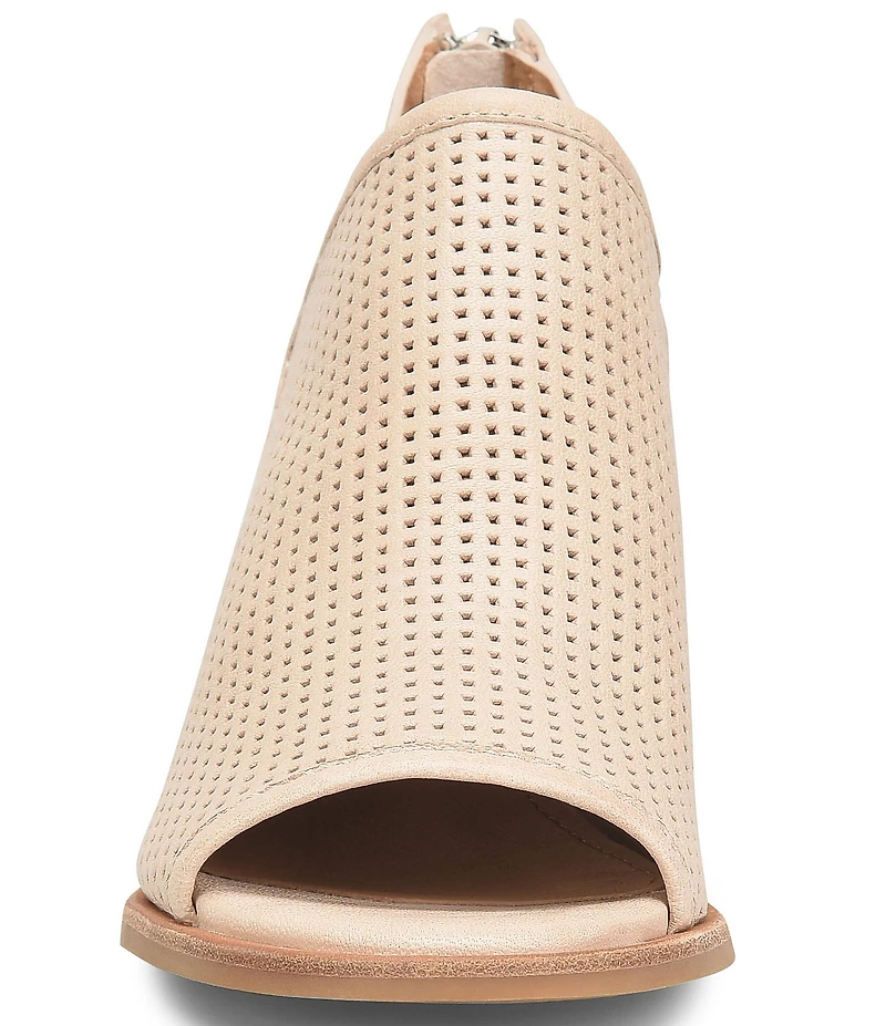 Sofft Carleigh Perforated Leather Stack Heel Peep Toe Shooties