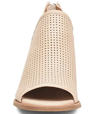 Sofft Carleigh Perforated Leather Stack Heel Peep Toe Shooties