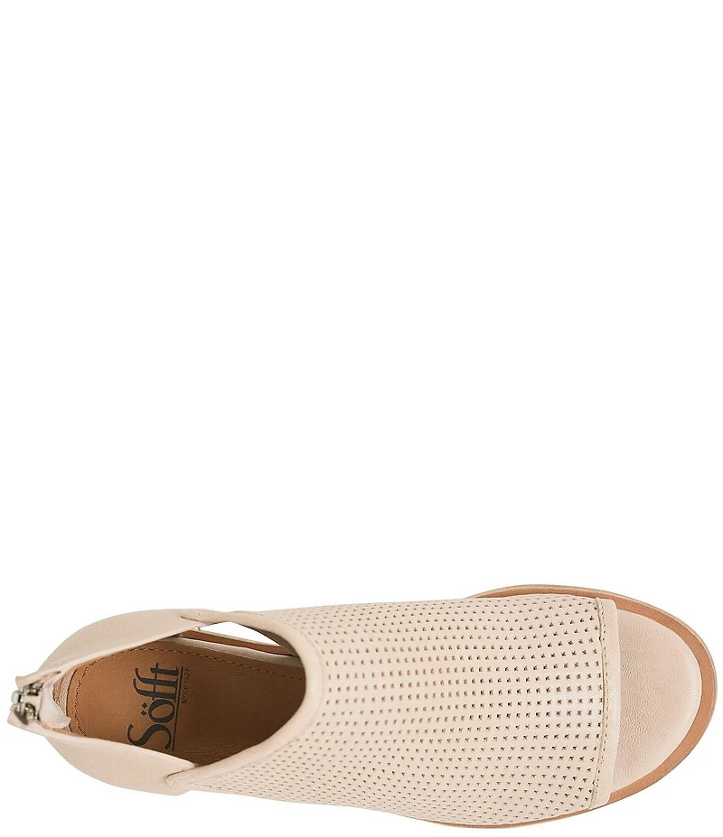 Sofft Carleigh Perforated Leather Stack Heel Peep Toe Shooties