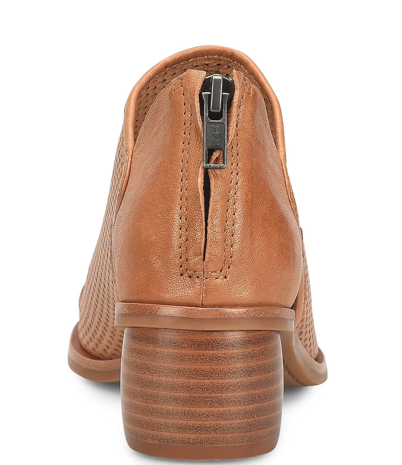 Sofft Carleigh Perforated Leather Stack Heel Peep Toe Shooties