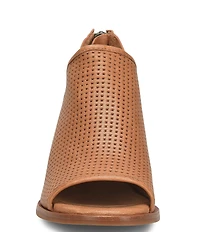 Sofft Carleigh Perforated Leather Stack Heel Peep Toe Shooties