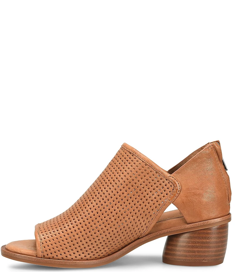 Sofft Carleigh Perforated Leather Stack Heel Peep Toe Shooties